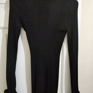Say What? Black Ribbed Bodycon Sweater – Long Sleeve, Sleek Fit, Stretchy Knit